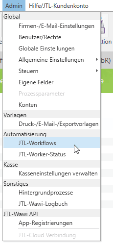 JTL-WaWi Workflow-Bereich
